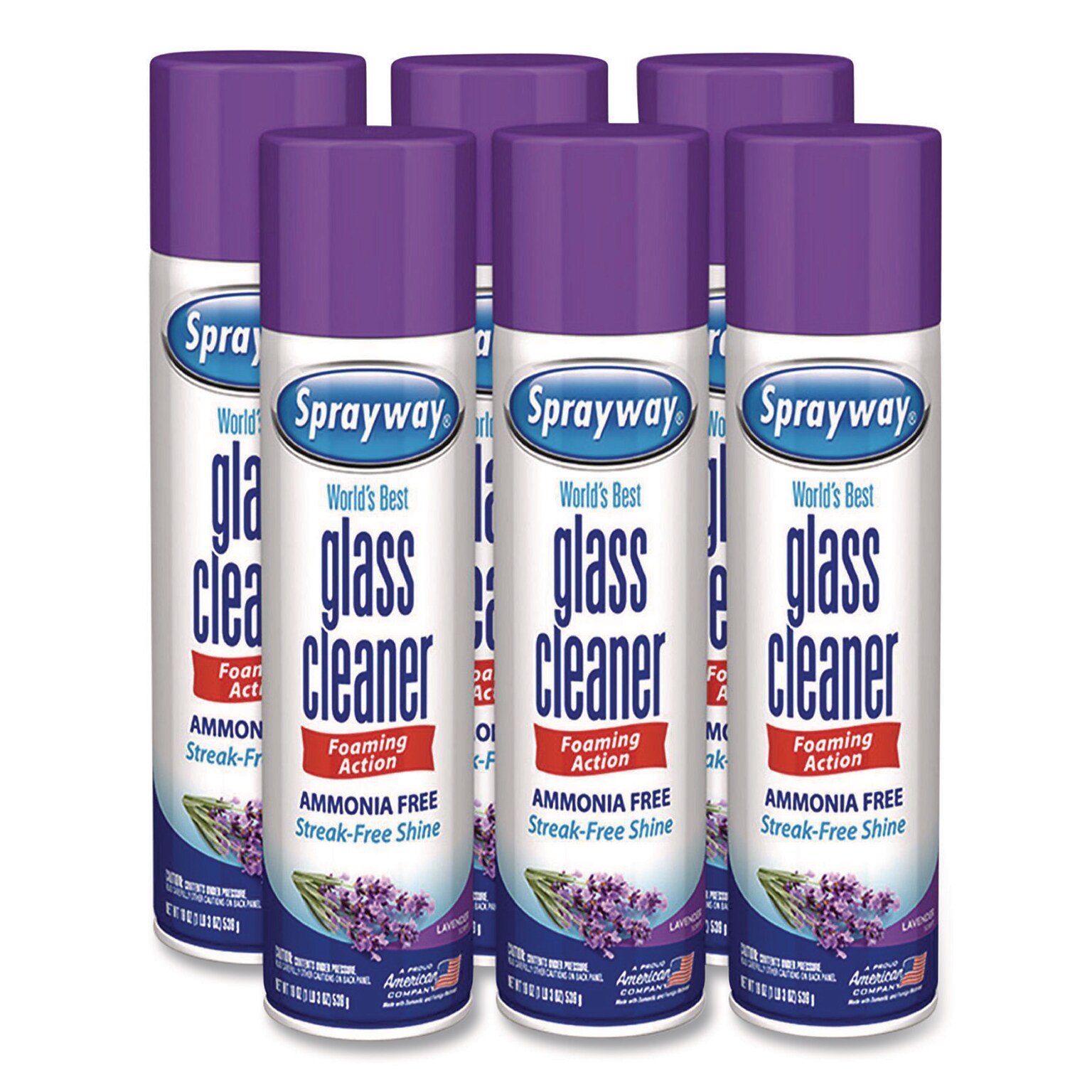 Sprayway Glass Cleaner, 19 oz. Aerosol Spray, Lavender, 6/Carton (CGCSW5029)
