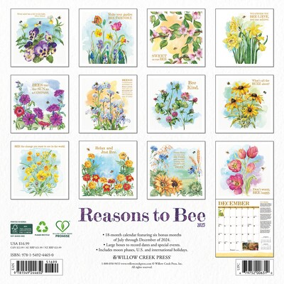 2025 Willow Creek Reasons to Bee 12 x 12 Monthly Wall Calendar (44650)