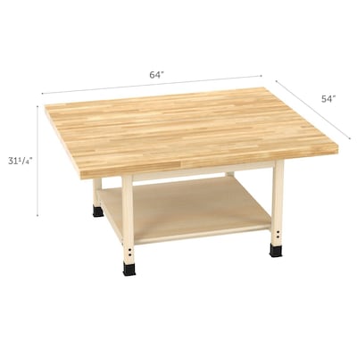 Diversified Woodcrafts Workshop Rectangular Workbench Table, 64 x 54, Light Hardwood (WW4-0V)