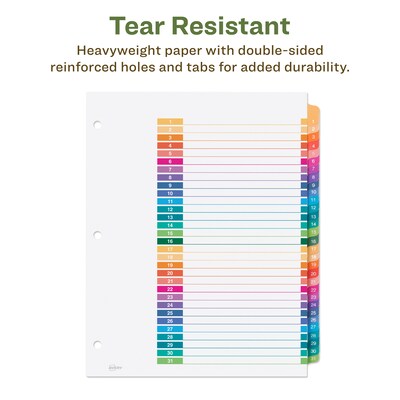 Avery Ready Index Table of Contents EcoFriendly Paper Dividers, 1-31 Tabs, Multicolor (11084)