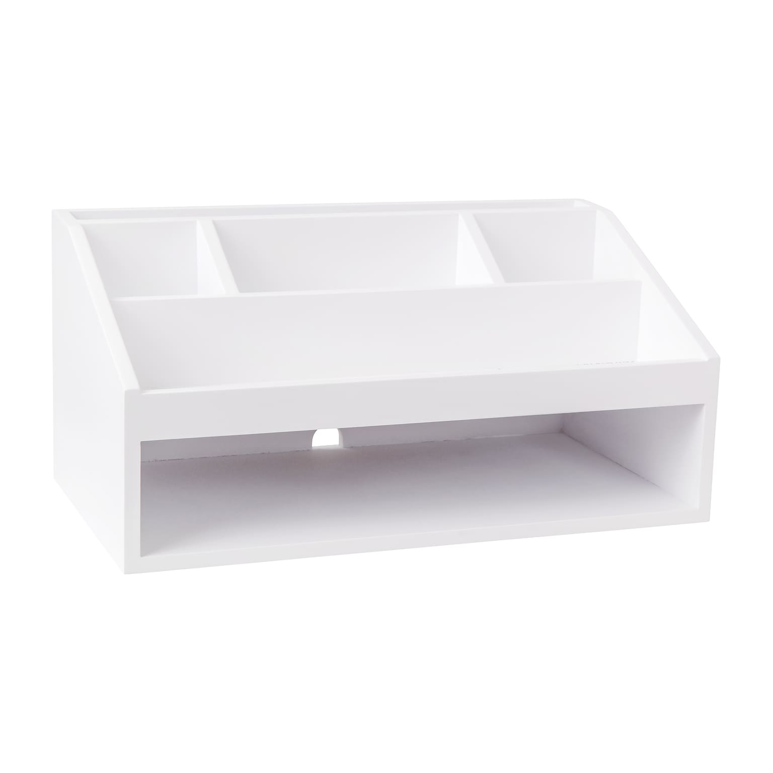 Martha Stewart Weston Wooden Desktop Organizer with Open Lower Storage Compartment, White (LYE20615WH)