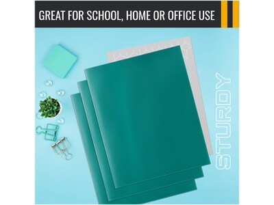 Better Office Glossy 2-Pocket Portfolio Folder, Teal, 25/Pack (80171-25PK)