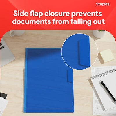 Staples Heavyweight Plastic File Jackets, Letter Size, Assorted Colors, 5/Pack (TR36053)