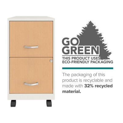 Space Solutions 2-Drawer Mobile File Cabinet, Letter Size, Lockable, 26.7"H x 14.25"W x 18"D, Pearl White/Platinum Oak (25854)