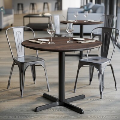 Flash Furniture Acadia 36" Round Wooden Dining Table with X-Base, Dark Brown/Black Base (STRD36WBRT3030)