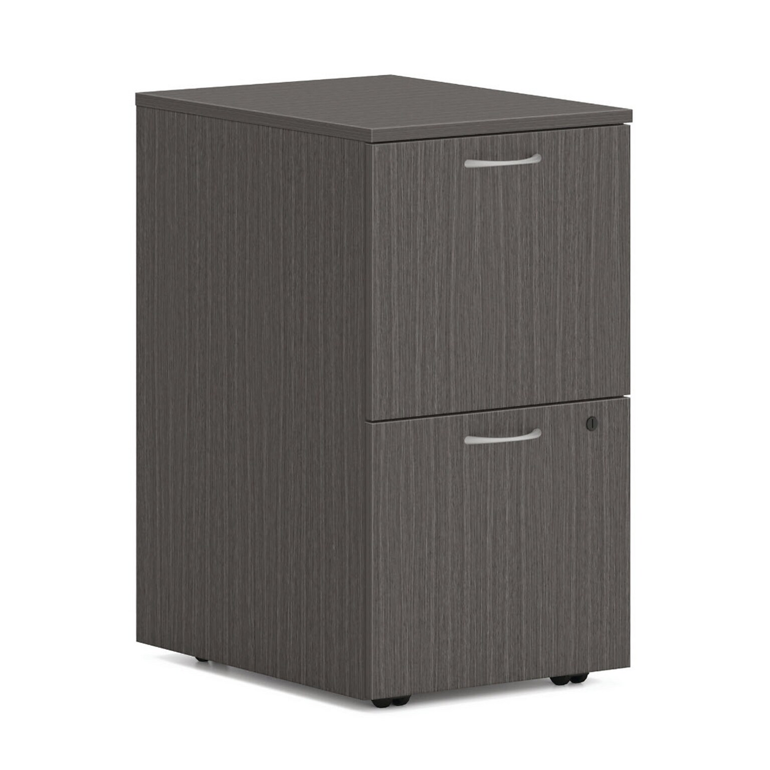 HON Mod 2-Drawer Mobile Vertical File Cabinet, Letter/Legal Size, Lockable, 28H x 15W x 20D, Slate Teak (HONPLPMFFLS1)