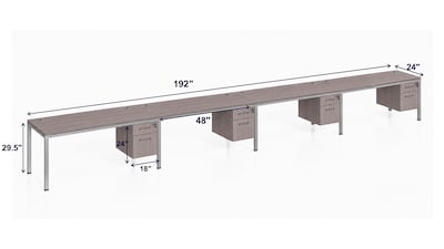 Boss Office Products Simple System 71W Desk with Pedestal, White, 4/Set (SGSD010-203-WT)