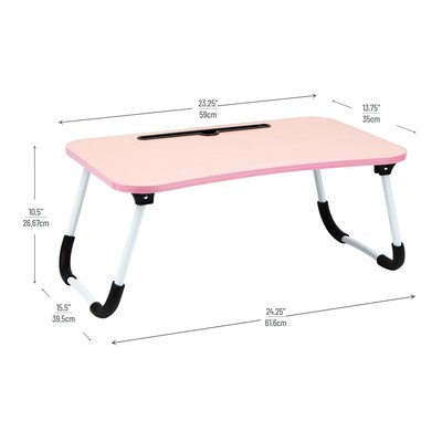 Mind Reader 13.75" x 23.5" MDF/Metal Lap Desk/Laptop Stand With Folding Legs, Pink (LBSTUDY-PNK)