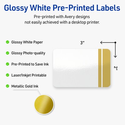 Avery Laser/Inkjet Rectangle Multipurpose Labels, 2 x 3, White, 80/Pack (S00-DK9)