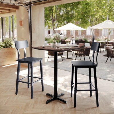 Flash Furniture Acadia Wooden Dining Table with X-Base, 23.75D x 29.75W, Dark Brown/Black Base (ST2430WBRT2222B)
