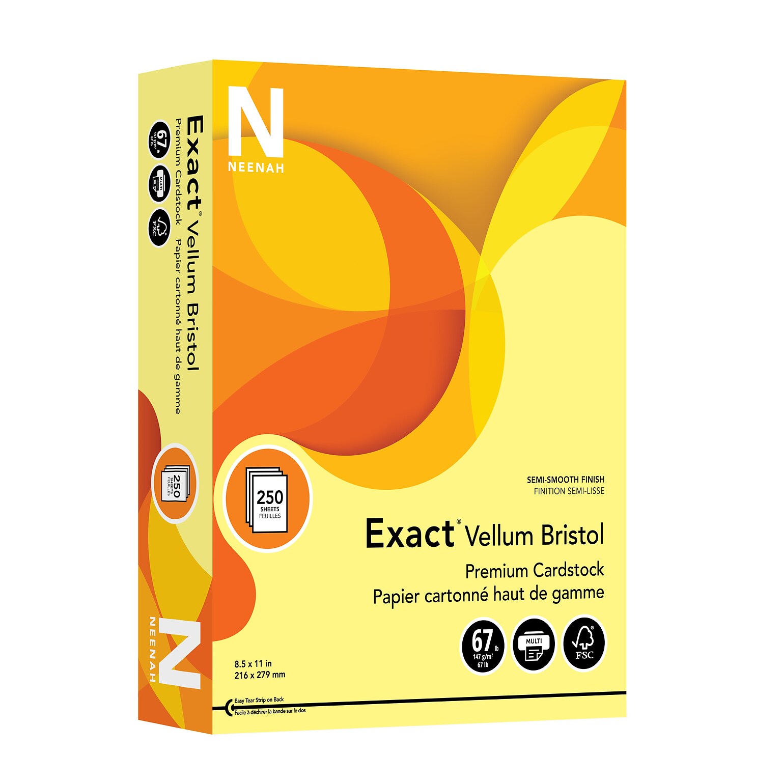 Astrodesigns 67 lb. Cover Paper, 8.5 x 11, Yellow, 250/Pack (81338 / 82338)