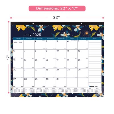 2025-2026 Blueline Colorful Blossom 22 x 17 Academic & Calendar Monthly Desk Pad Calendar, Multi (CA1716BD)