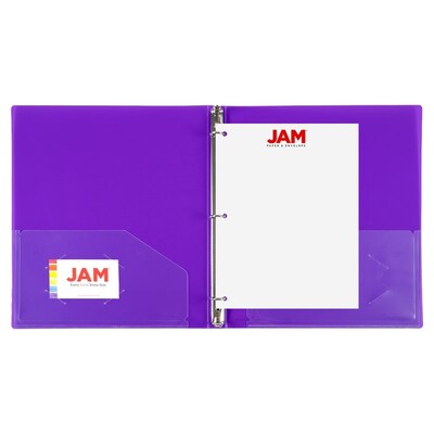 JAM Paper 1/2" 3-Ring Flexible Poly Binder, Purple (PB75237PU)