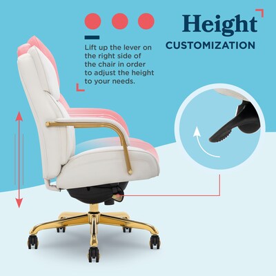 La-Z-Boy Symphony Ergonomic Bonded Leather Swivel Executive Chair, White and Gold (CCHR10013A)