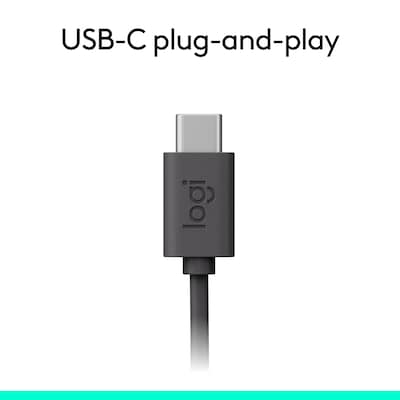 Logitech H390 USB-C Stereo On-Ear Headset, Black (981-001575)