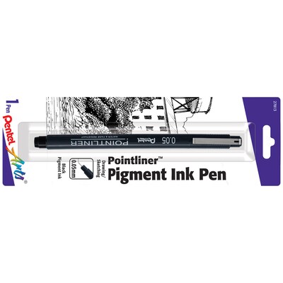 Pentel Arts Pointliner Pen, 0.05mm, Black Pigment Ink, 6/Pack (PTAS20P05BPA-6)