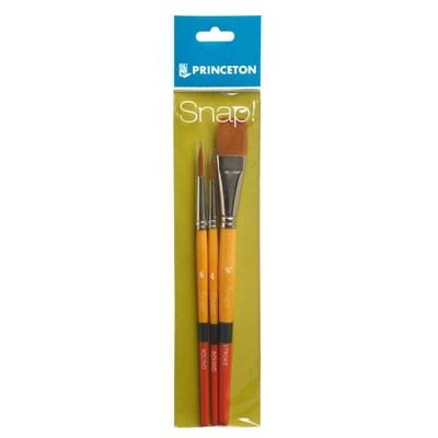 Princeton Snap! Short Handle Mixed Media Synthetic Brush Set No. 2, 3/Set, 2 Sets/Bundle (PBXP9650SE