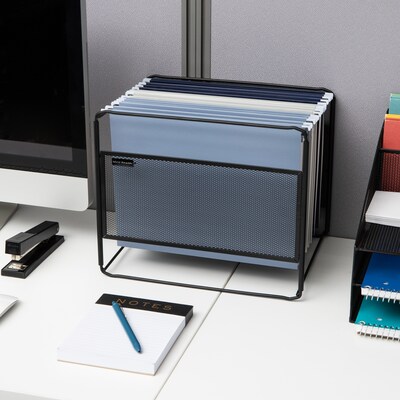 Mind Reader Metal Mesh Hanging Folder File Organizer, Black (BOXFILE-BLK)
