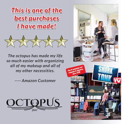 Dbest Octopus 360 3-Tier Plastic Rolling Kitchen Cart, White (01-914)