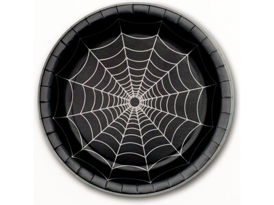 Pukka Party Spider Halloween Paper Plates, Black, 8/Pack (PTY558)