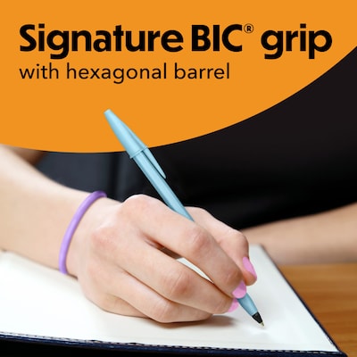 BIC Cristal Pastel  Ballpoint Pen, Medium Point, Black Ink, 24/Pack (MSPAP24-BLK)