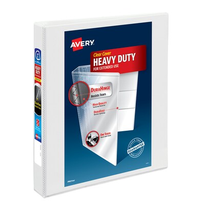 Avery Nonstick Heavy Duty 1 3-Ring View Binders, Slant Ring, White (5304)