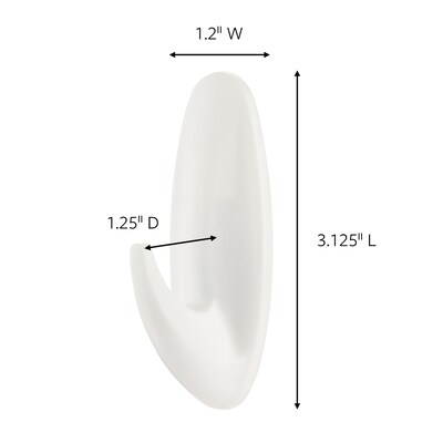 Command Medium Designer Hooks, 3 lb., White, 2/Pack (17081ES)