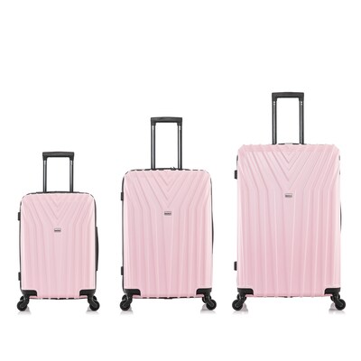 InUSA Vasty 3-Piece Hardside Spinner Carry-On Luggage Set, TSA Checkpoint Friendly, Pink (IUVASSML-PNK)