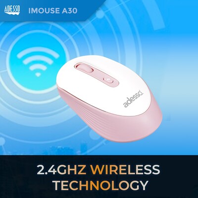 Adesso iMouse A30P Wireless Ambidextrous Optical Mouse, Pink (iMouse A30P)