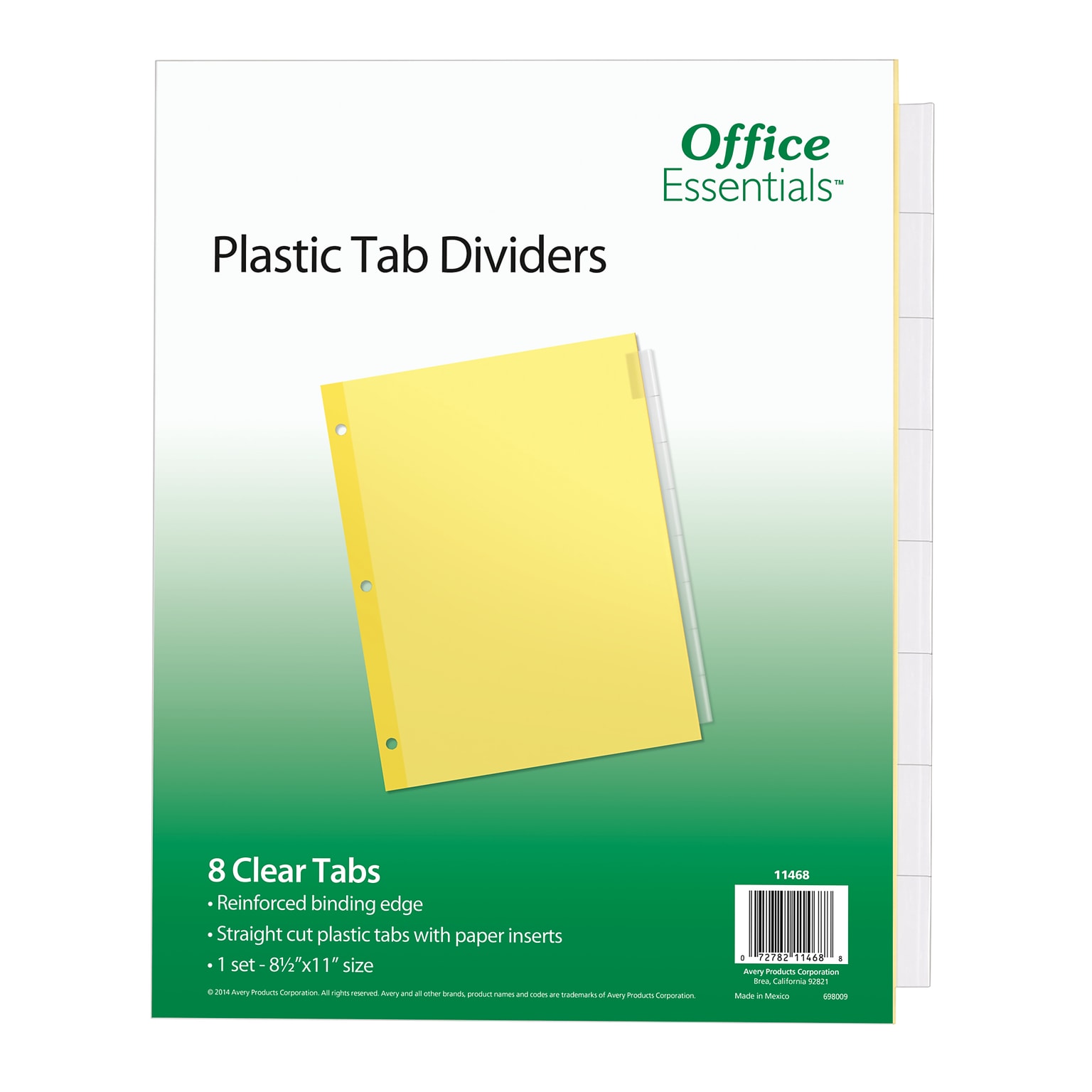 Avery Office Essentials Insertable Paper Dividers, 8 Tabs, Clear (11468)