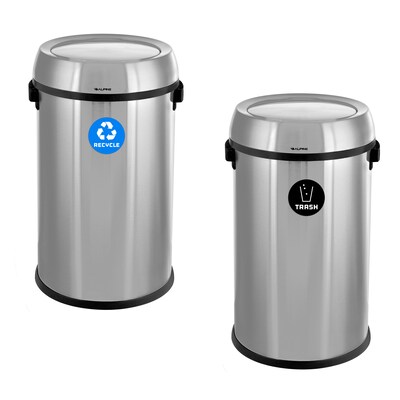 Alpine Dual-Stream Trash/Recycling Station, 34-Gallon, Stainless Steel (ALP470-65L-1-R-T)