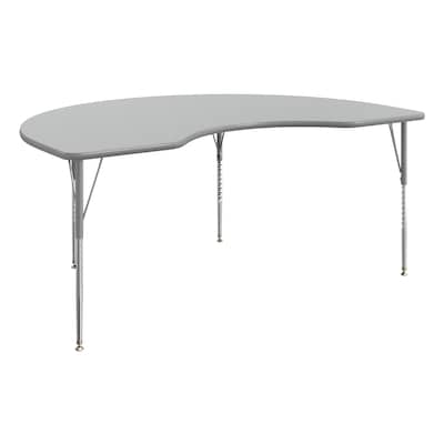 Flash Furniture Wren Kidney Activity Table, 72 x 48, Height Adjustable, Gray Top/Silver Frame (XUA4872KDGYTA)