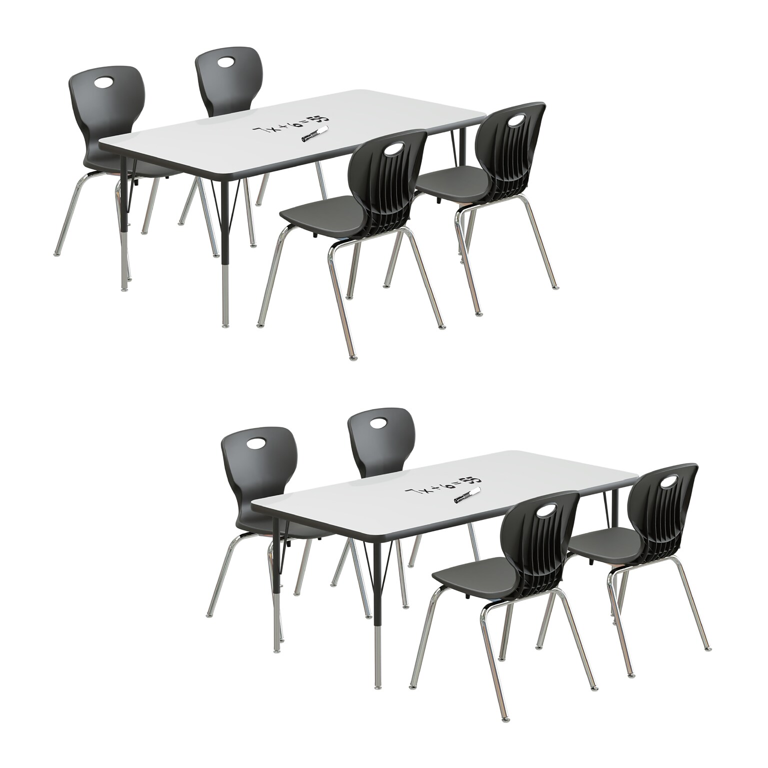 Correll Rectangular Activity Table Set, 60 x 30, Height Adjustable, Frosty White (AP2-A3060DEREC-80-09-09-8-18)