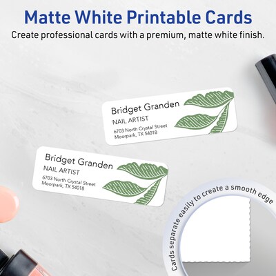 Avery Business Cards, 1 x 3, Matte White, 800/Box (95284)