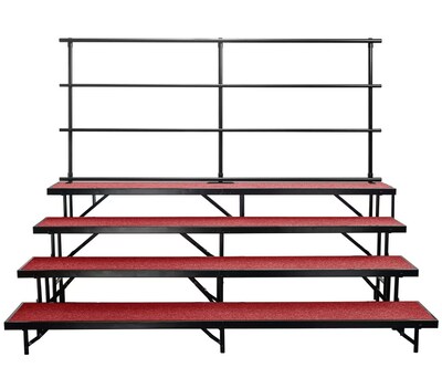 NPS 4 Level Straight Standing Choral Riser, Red Carpet, 72W x 60-78L x 32H (RS4LC40)