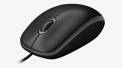 Logitech B100 Wired Ambidextrous Optical USB Mouse, Black (910-001439)