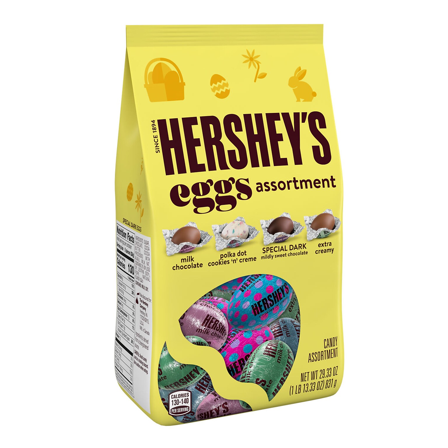 HERSHEYS Assorted Chocolate Eggs Candy Variety Bag, 29.33 oz. (HEC46193)