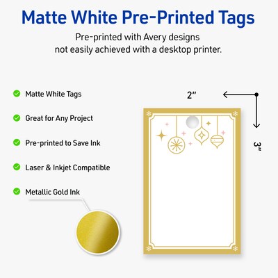 Avery 3 Blank Price & Merchandise Tags, White, 80/Carton (S00-FH6-PRMWT10)