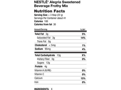 Nescafe Alegria Sweetened Beverage Frothy Mix, 32 oz., 8/Carton (11000339)