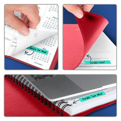 2027-2028 AT-A-GLANCE 9" x 11" Calendar Year Monthly Planner, Faux Leather Cover, Red (70-250-13-27)