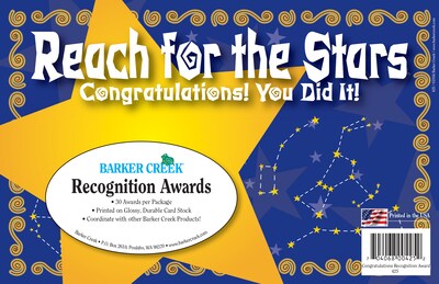 Barker Creek Publishing "Reach for the Stars" Recognition Awards