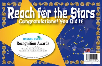 Barker Creek Publishing Reach for the Stars Recognition Awards