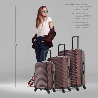 DUKAP Adly 3-Piece Hardside Spinner Luggage Set, TSA Checkpoint Friendly, Wine (DKADLSML-WIN)