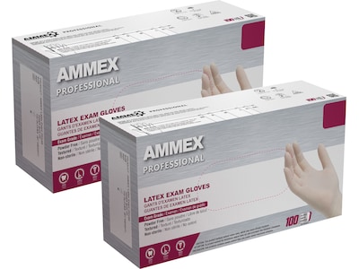 Ammex Professional GPPFT Powder Free Latex Exam Gloves, Ivory, Small, 100/Box (GPPFT42100)