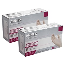 Ammex Professional GPPFT Powder Free Latex Exam Gloves, Ivory, Medium, 100/Box, 10Box/Carton (GPPFT4