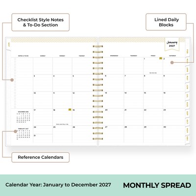 2027 Blue Sky Day Designer 8" x 10" Daily Planner, Black/White (161647)