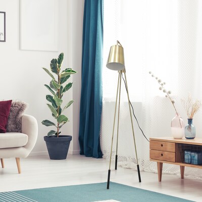 Lalia Home Industrial Light Tripod Floor Lamp with Interior White Spotlight, Antique Brass (LHF-5016-AB)