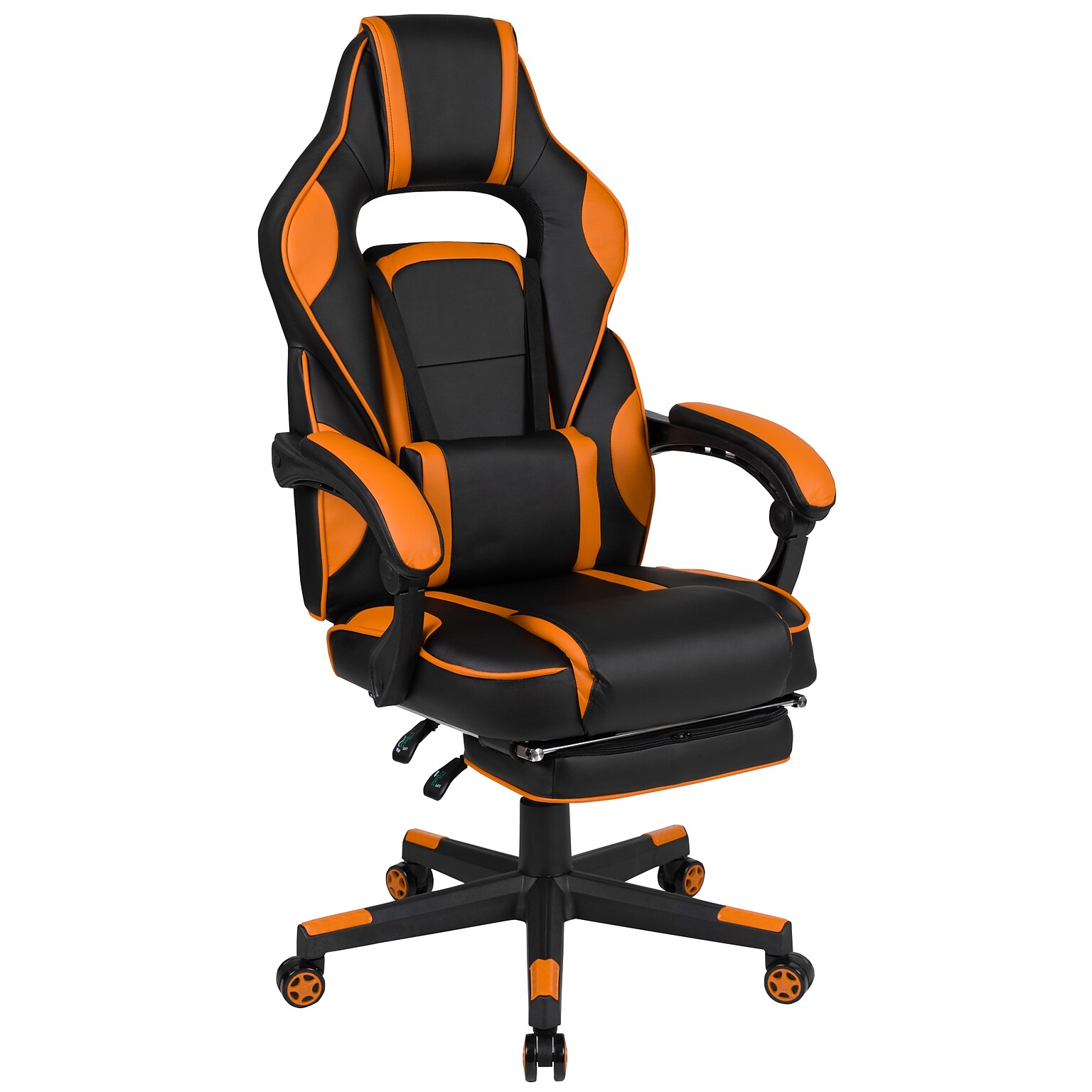 Flash Furniture X40 Ergonomic LeatherSoft Swivel Gaming Massaging Chair, Black/Orange (CH00288OR)