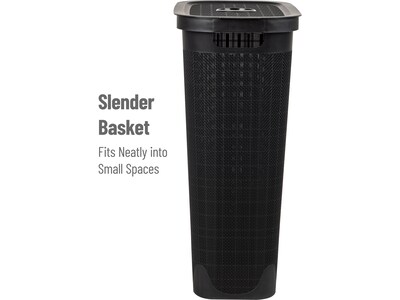 Mind Reader 10.57-Gallon Hamper with Lid, Plastic, Black (40FABHAMP-BLK)