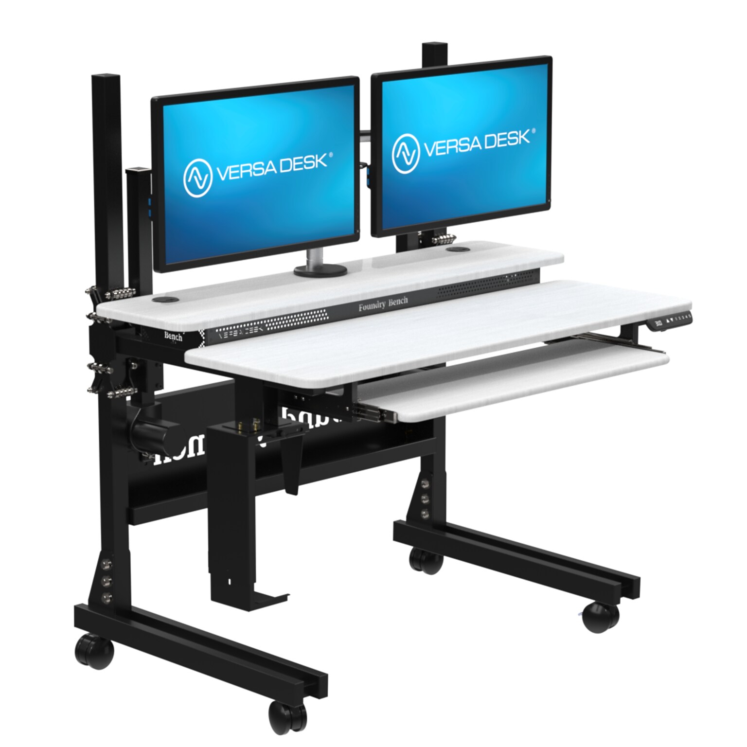 VersaDesk Foundry Bench 48W Electric Rectangular Adjustable Standing Desk, White/Black (FB4830-BW-APP)